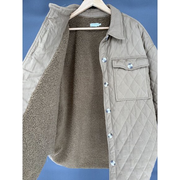 Good American Women's Oversized Quilted Shacket 3/4 (L/XL) Light Brown Outdoor - Picture 5 of 13